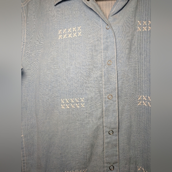 Draper's & Damons Light Blue Denim Button-Up Shirt Large - Picture 5 of 7